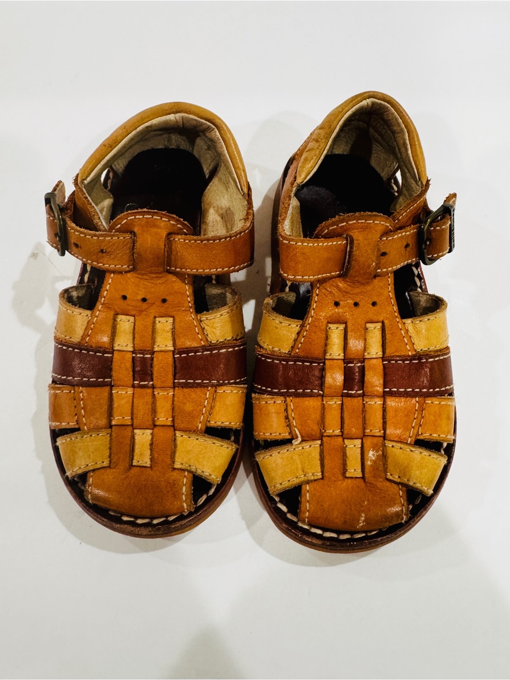 Petit Shoes Vintage Toddler Boys Leather Huarache Sandals Spain Size 25 / US 8.5
